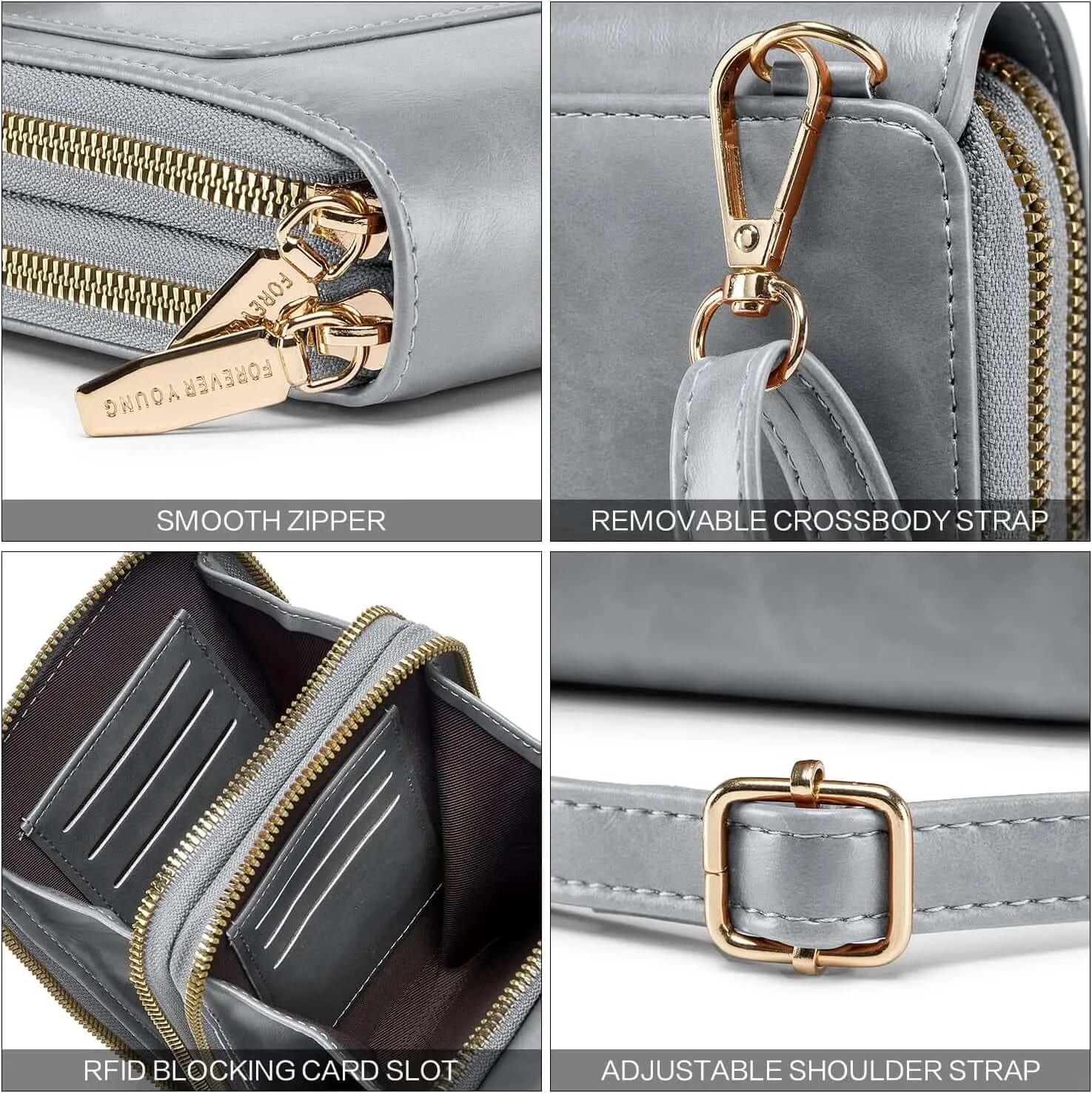 ROULENS Chic Women's Small Crossbody Bag - Sleek Cell Phone Purse with Shoulder Strap, Integrated Wallet and Credit Card Slots for Everyday Elegance