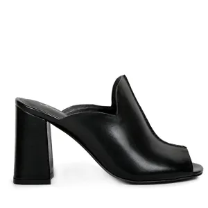 Saint Amor Black Leather Block Heel Mule