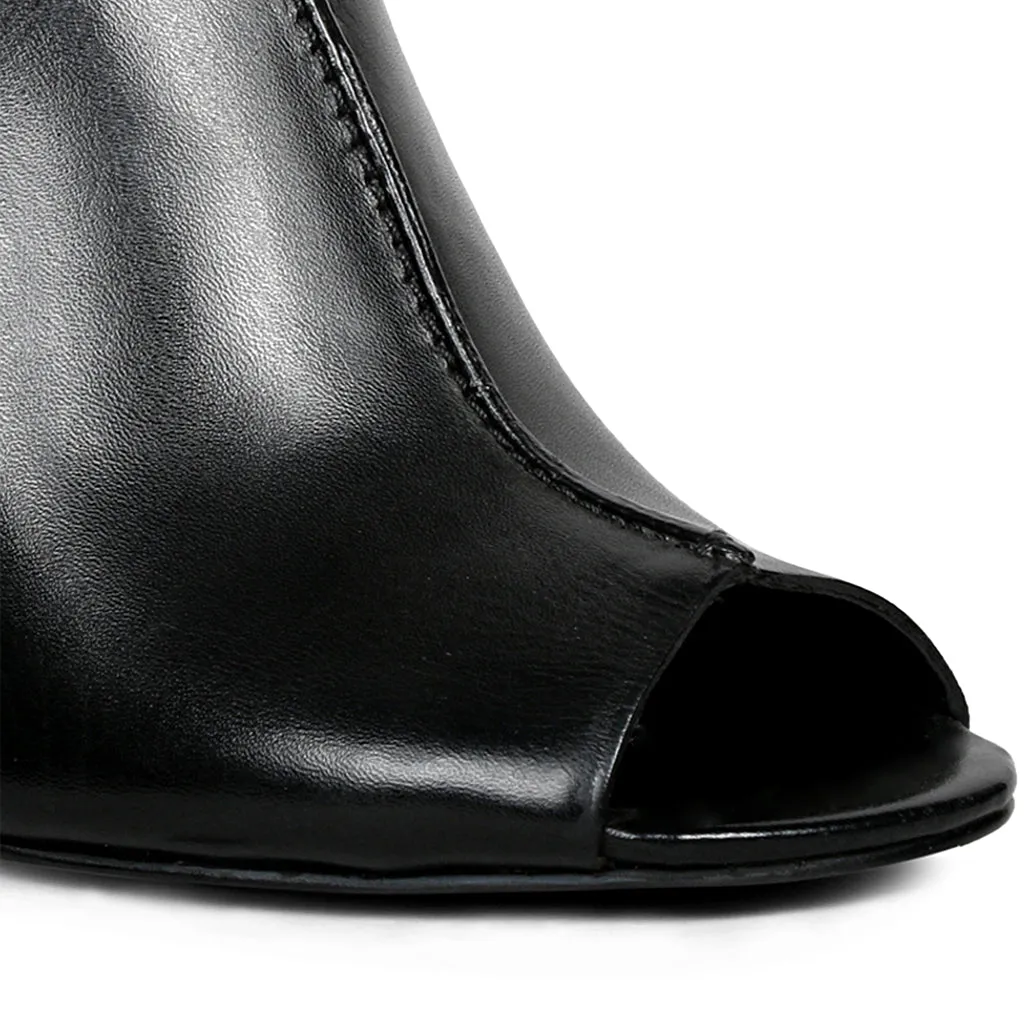 Saint Amor Black Leather Block Heel Mule