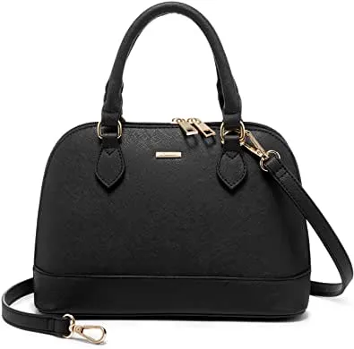Small Crossbody Domed Shoulder Bag w/Handles & Double Zip Top  (7 colors)