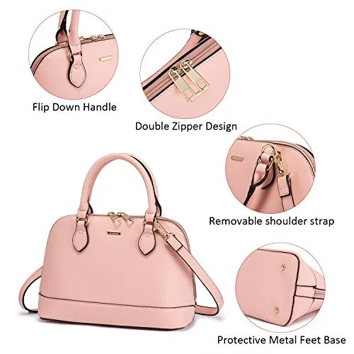 Small Crossbody Domed Shoulder Bag w/Handles & Double Zip Top  (7 colors)