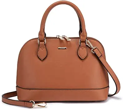 Small Crossbody Domed Shoulder Bag w/Handles & Double Zip Top  (7 colors)