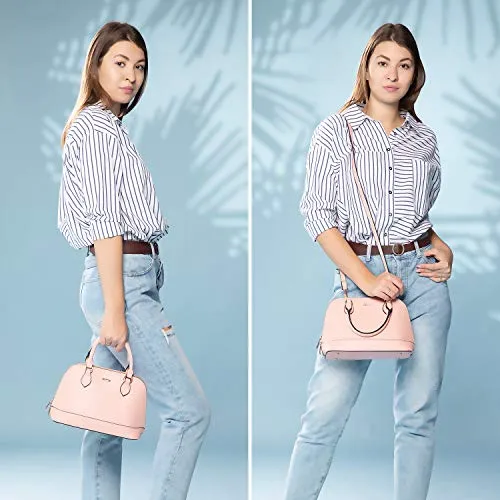 Small Crossbody Domed Shoulder Bag w/Handles & Double Zip Top  (7 colors)