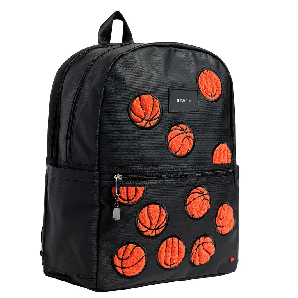 STE Kane Kids Double Pocket Backpack Fuzzy Basketballs