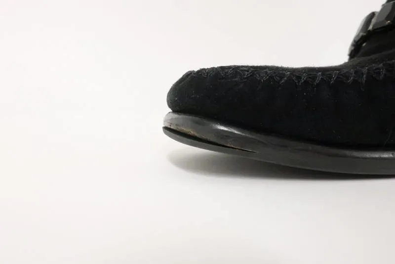 Stuart Weitzman Mules Black Jeweled Suede Size 7.5 Low Heel Slip-On Loafers