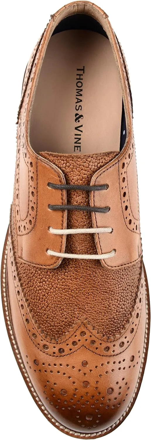 Thomas & Vine Men's Conrad Wingtip Derby Shoes  Color Tan Size 11W