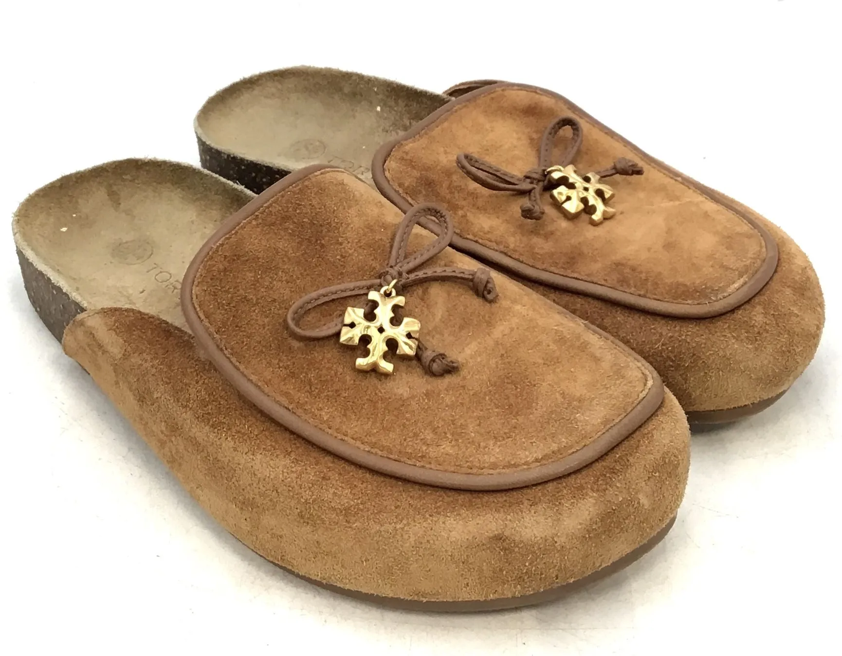 Tory Burch Women's Brown Leather Moc Toe Slip-On Mule Flats - Size 5