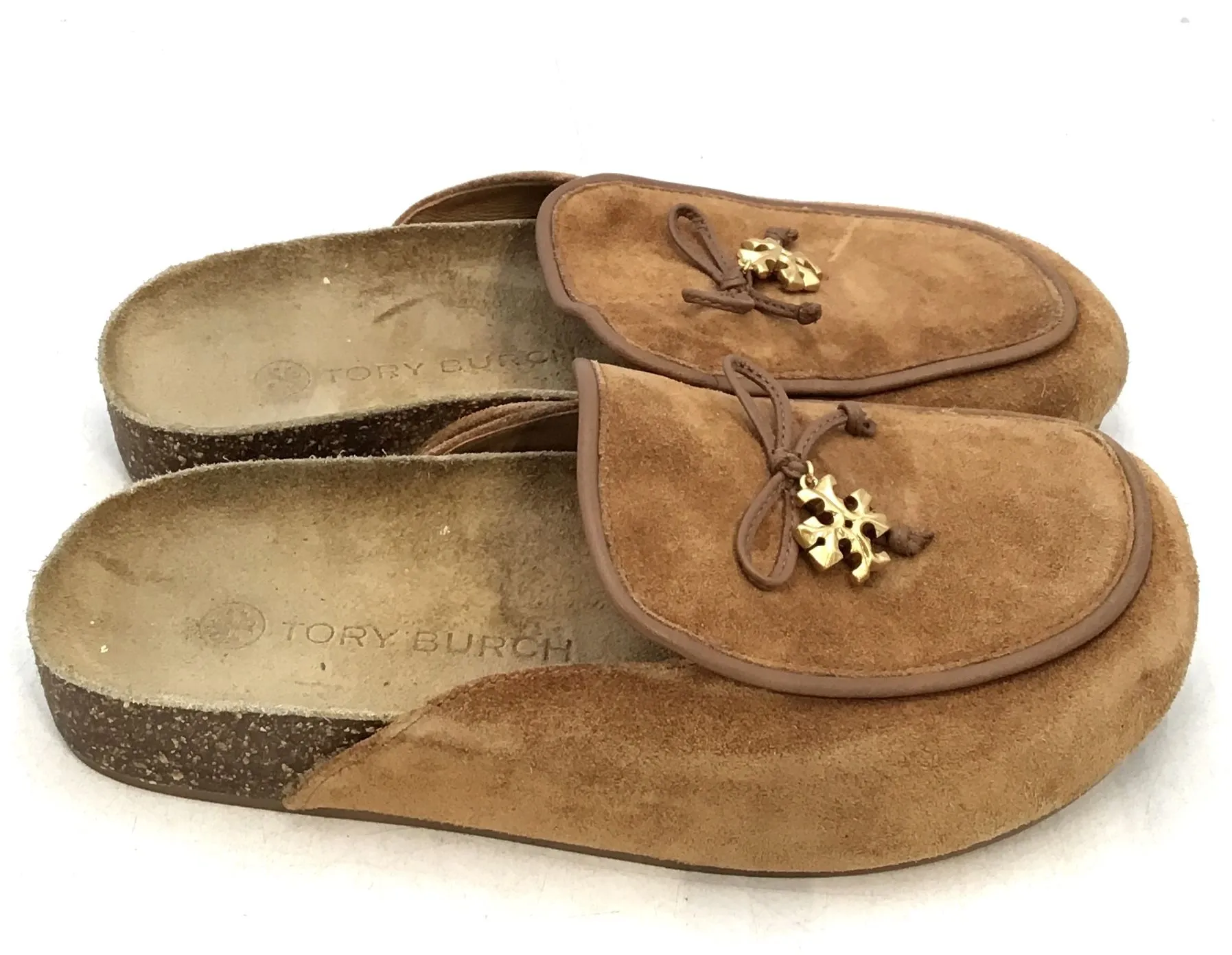 Tory Burch Women's Brown Leather Moc Toe Slip-On Mule Flats - Size 5