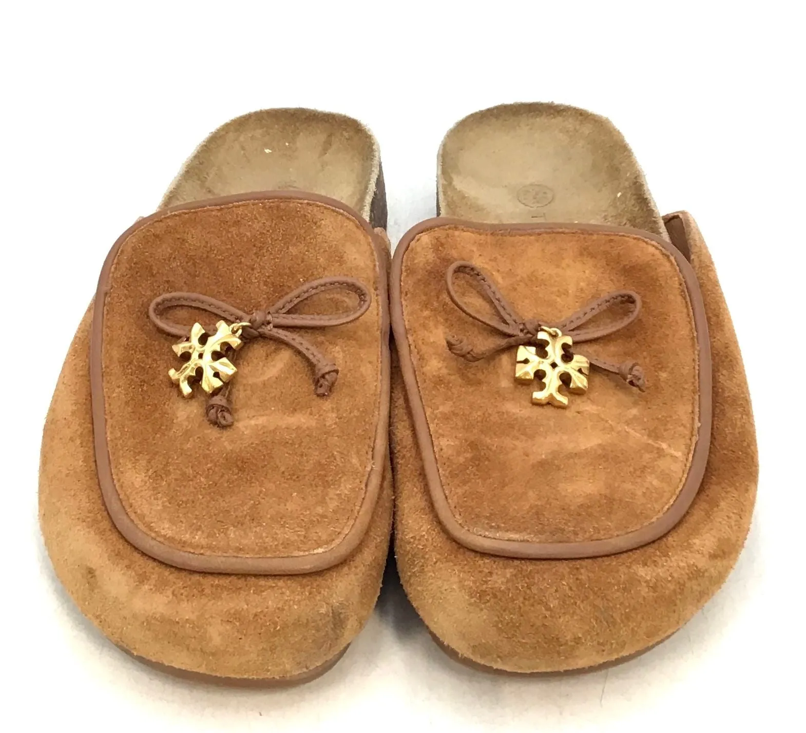 Tory Burch Women's Brown Leather Moc Toe Slip-On Mule Flats - Size 5