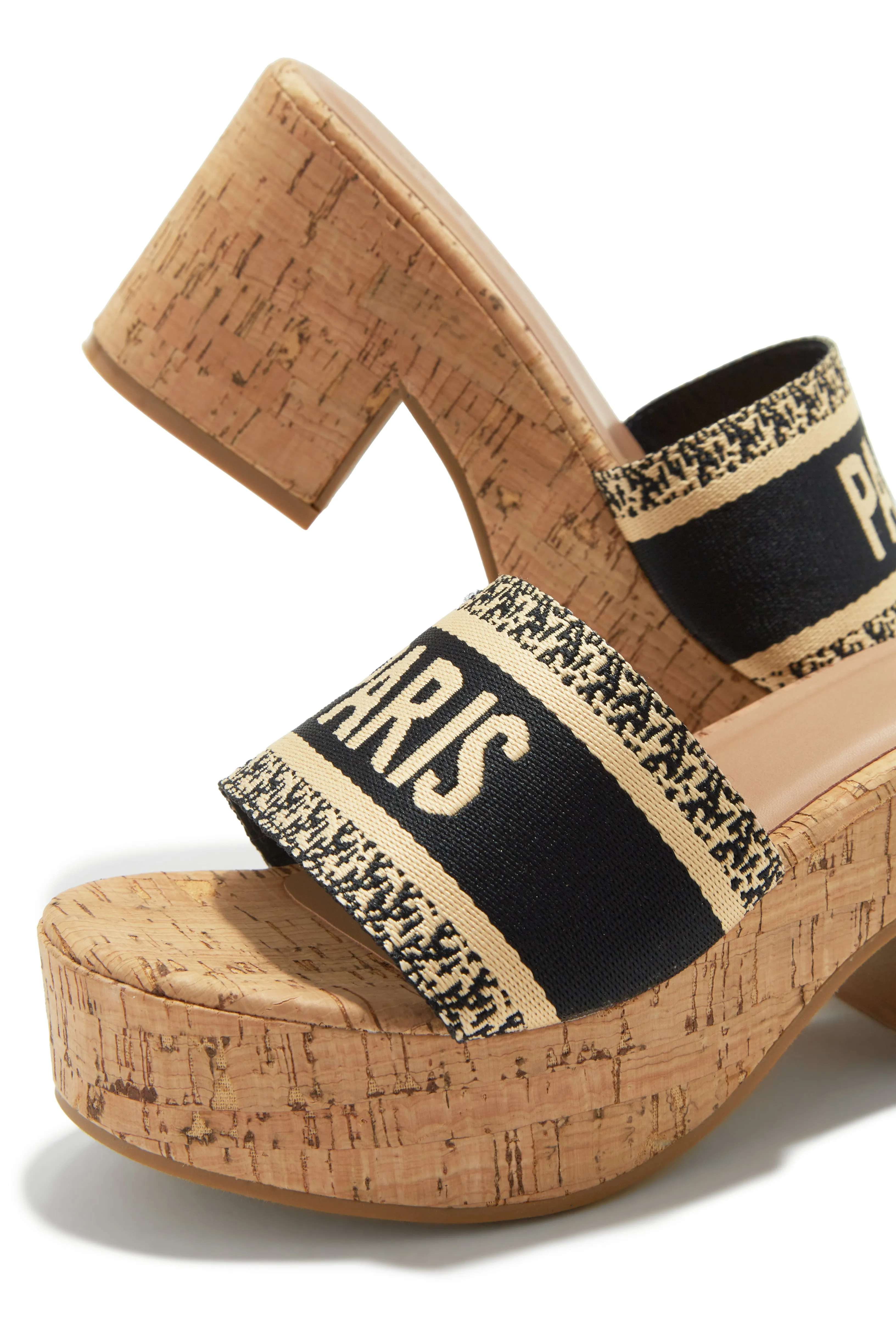 Trips With You Platform Block Heel Mules - Navy