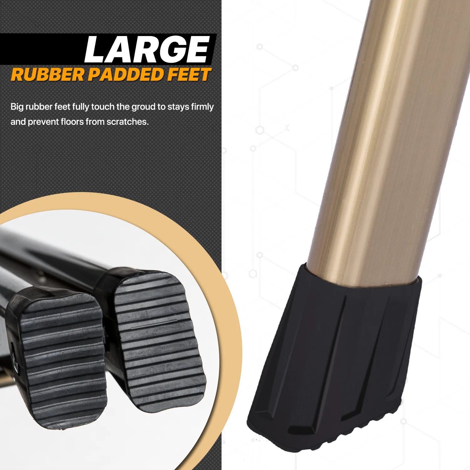 U-Shaped Padded Handle Folding Step Ladder - 4 Steps 4.74 ft/56.9", Gold