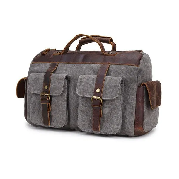 Vintage Canvas Leather Men'S Travel Bags Carry On Luggage Bags Men Duffel Bags Travel Tote Large