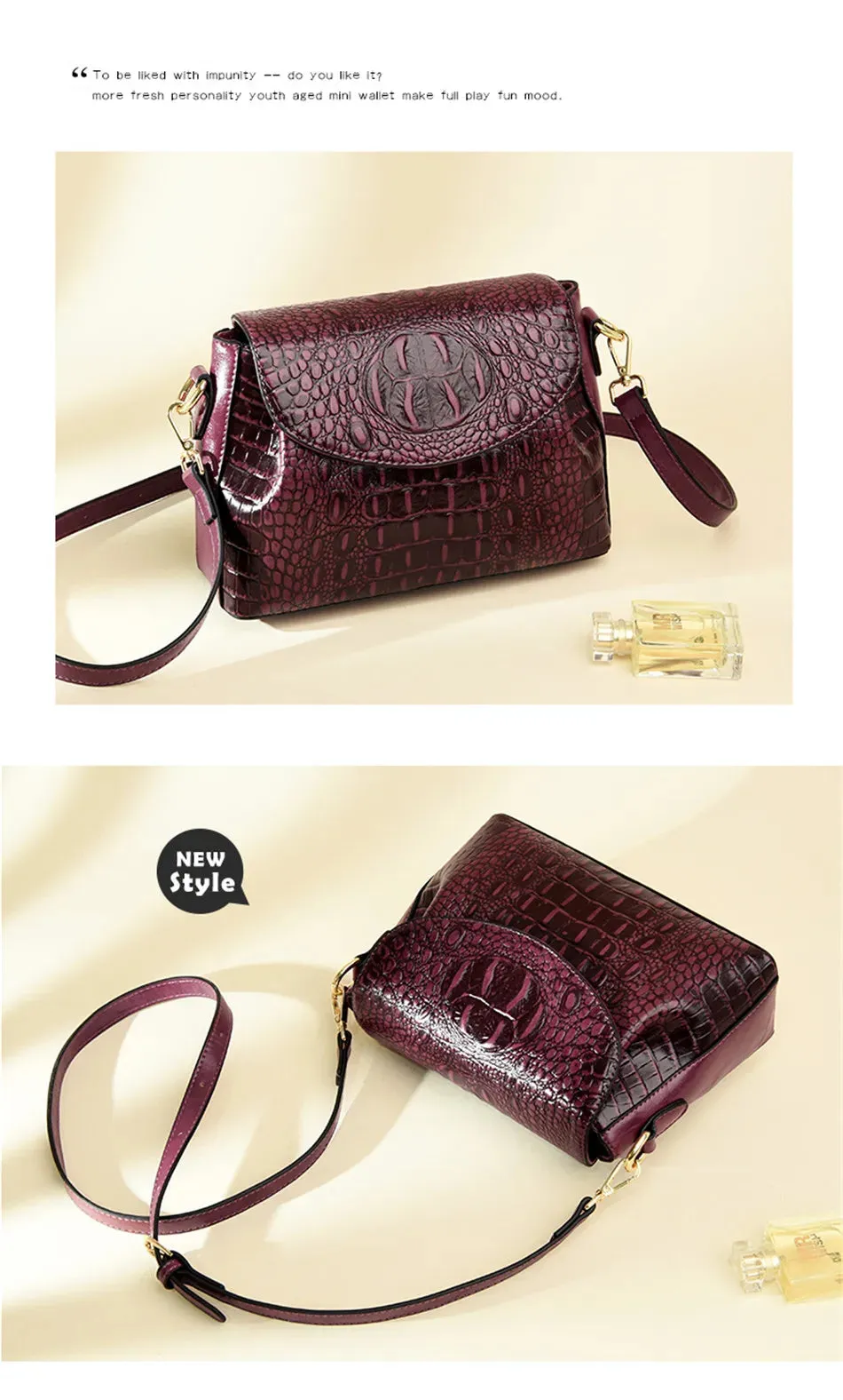 Vintage Crocodile Crossbody Bag