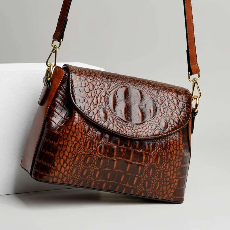 Vintage Crocodile Crossbody Bag