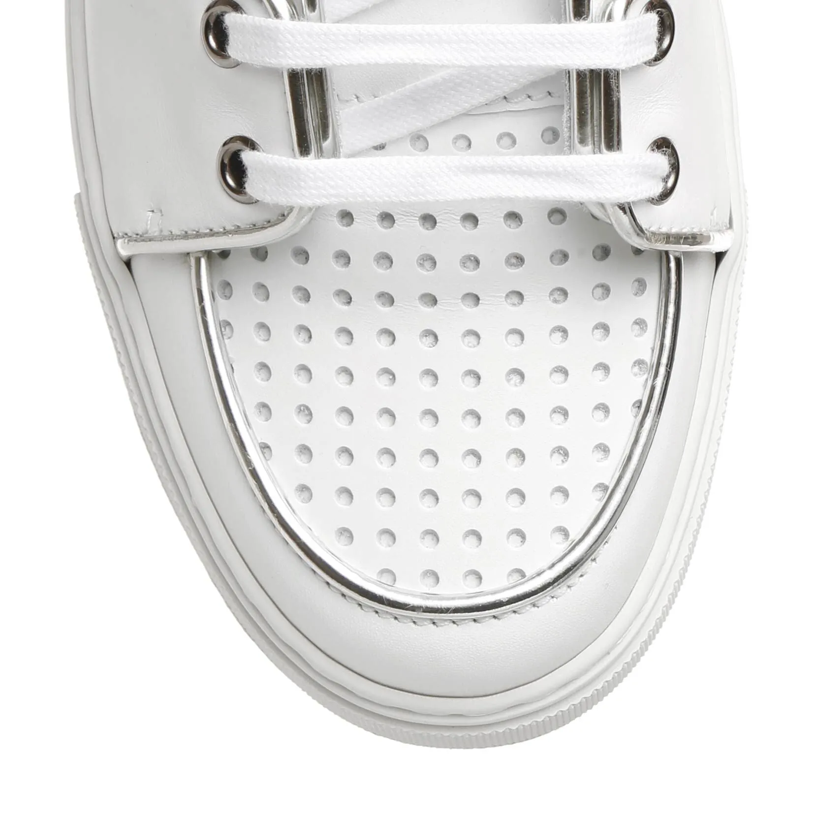 White perforated leather sneakers