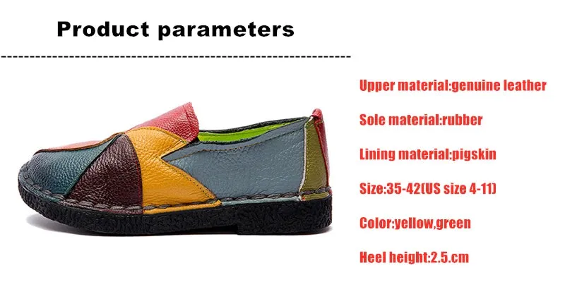 WOIZGIC Women's Ladies Female Woman Mother Shoes Flats Genuine Leather Loafers Moccasins Mixed Colorful Non Slip On Plus Size 42