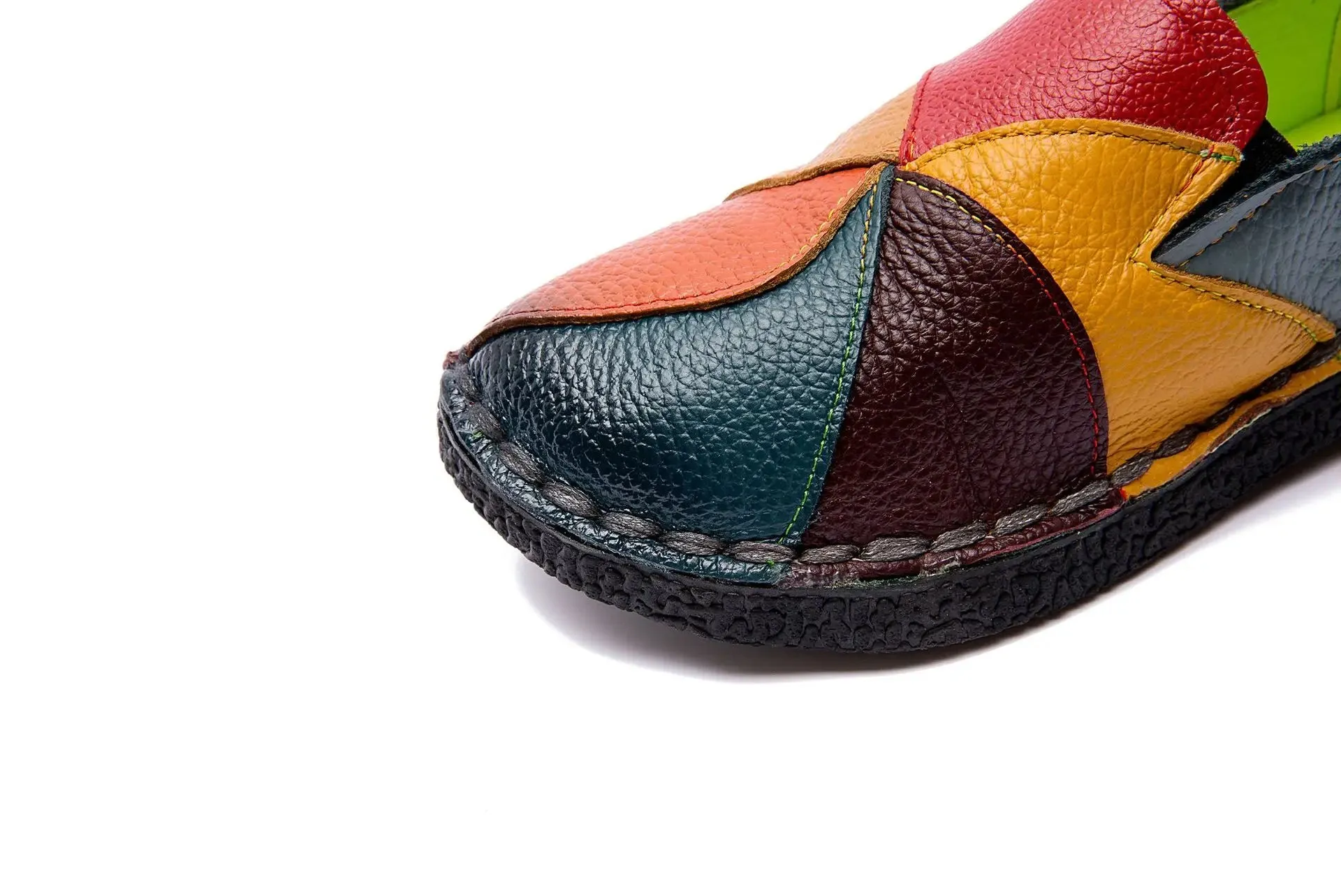 WOIZGIC Women's Ladies Female Woman Mother Shoes Flats Genuine Leather Loafers Moccasins Mixed Colorful Non Slip On Plus Size 42