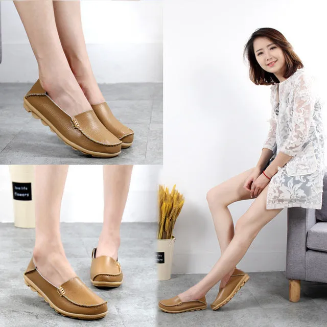 Women Shoes Plus Size Flat Shoes Women Genuine Leather Loafers Nurse Slip On  Women Flat Oxford Sapato Feminino Ballet Flats
