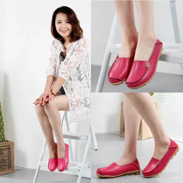 Women Shoes Plus Size Flat Shoes Women Genuine Leather Loafers Nurse Slip On  Women Flat Oxford Sapato Feminino Ballet Flats