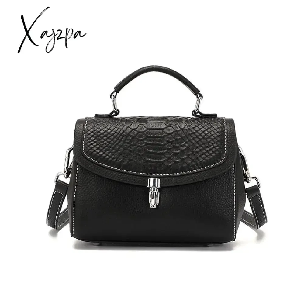 Xajzpa - Luxury Crocodile Pattern Women's Bag New Trend Genuine Leather Shoulder Bags Fashion Texture Zipper Handbags for Women