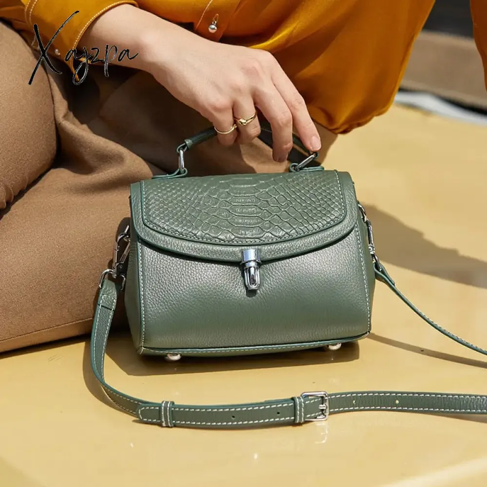 Xajzpa - Luxury Crocodile Pattern Women's Bag New Trend Genuine Leather Shoulder Bags Fashion Texture Zipper Handbags for Women