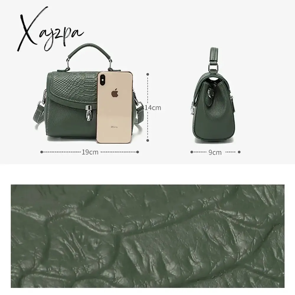 Xajzpa - Luxury Crocodile Pattern Women's Bag New Trend Genuine Leather Shoulder Bags Fashion Texture Zipper Handbags for Women