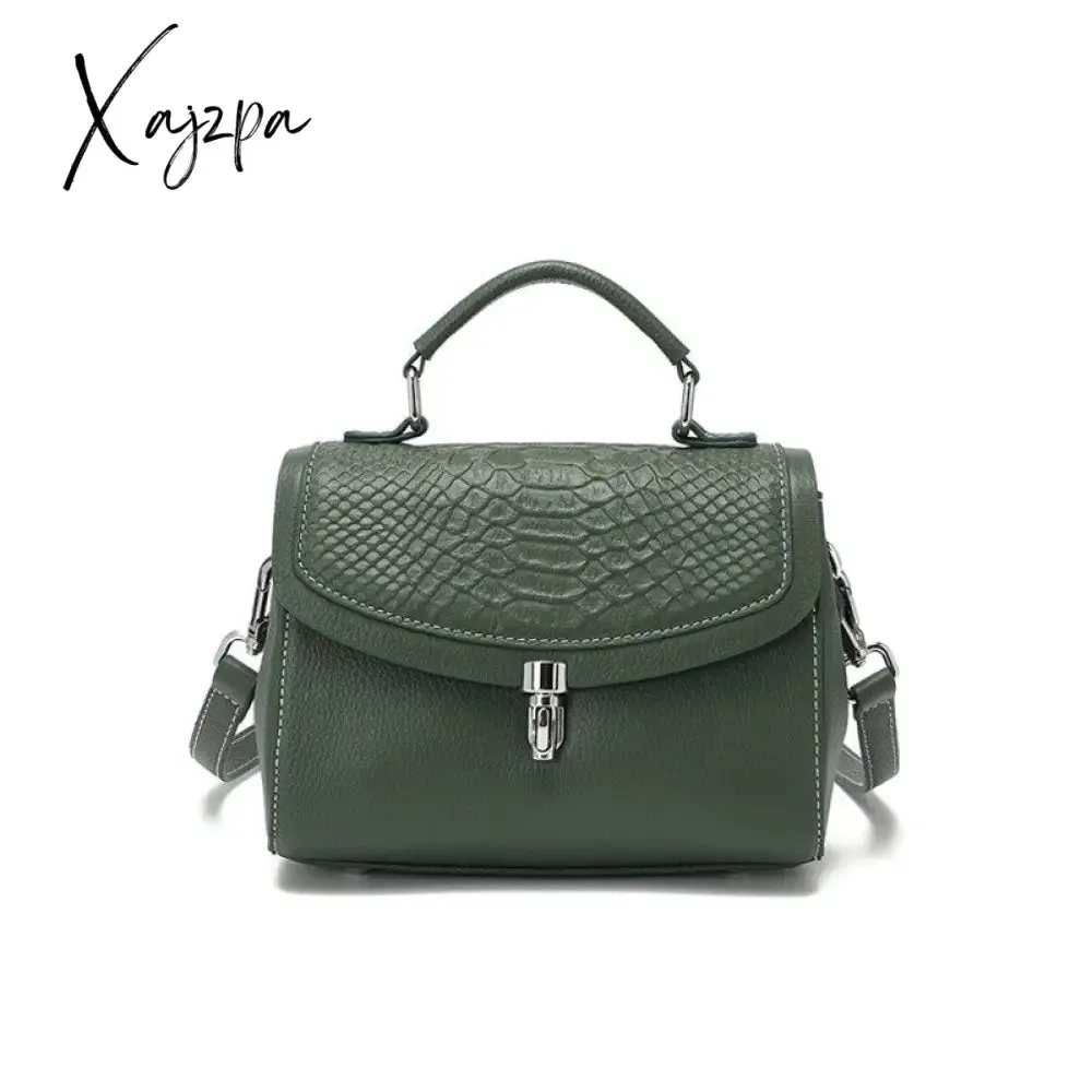 Xajzpa - Luxury Crocodile Pattern Women's Bag New Trend Genuine Leather Shoulder Bags Fashion Texture Zipper Handbags for Women