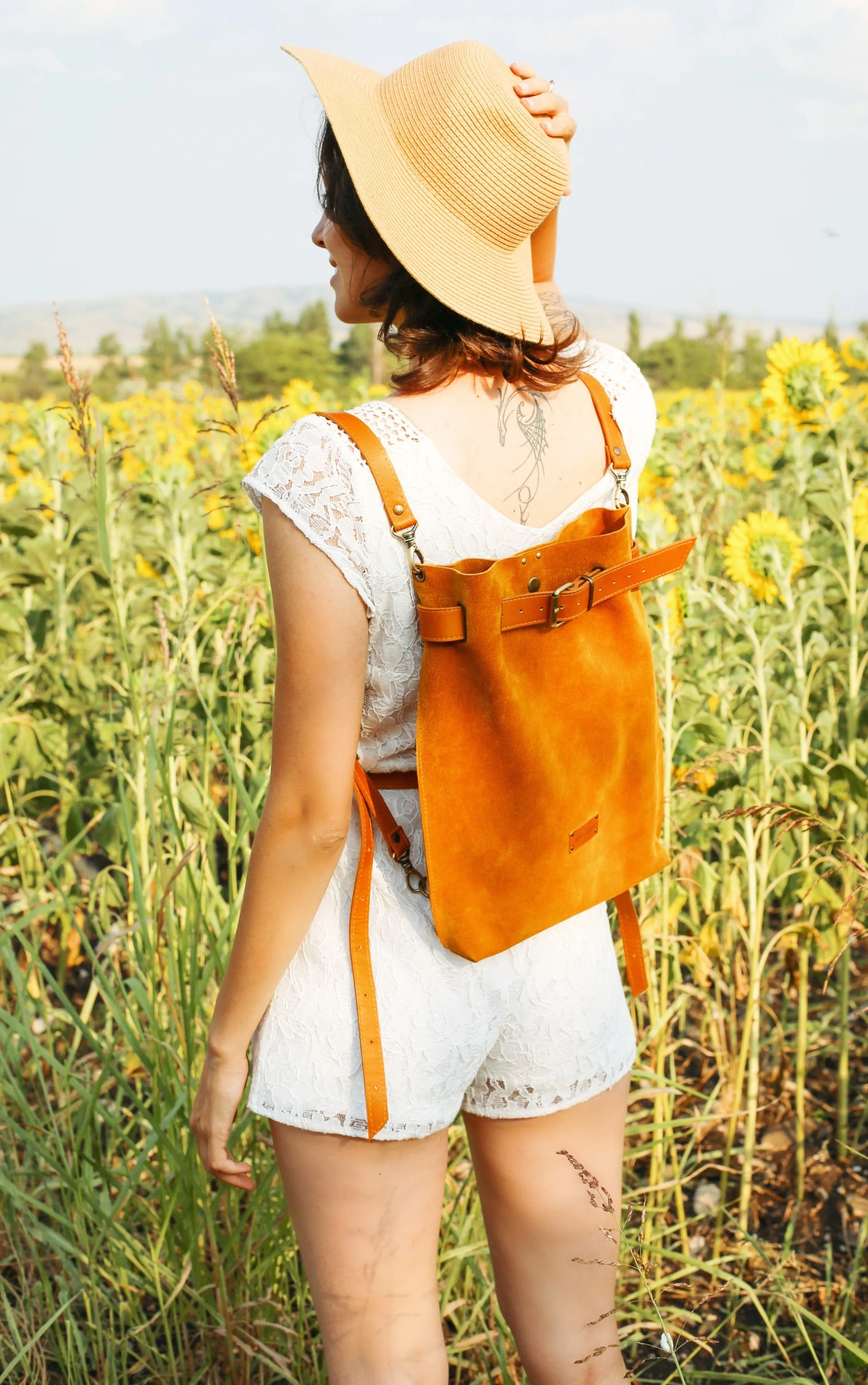 Yellow Suede Backpack