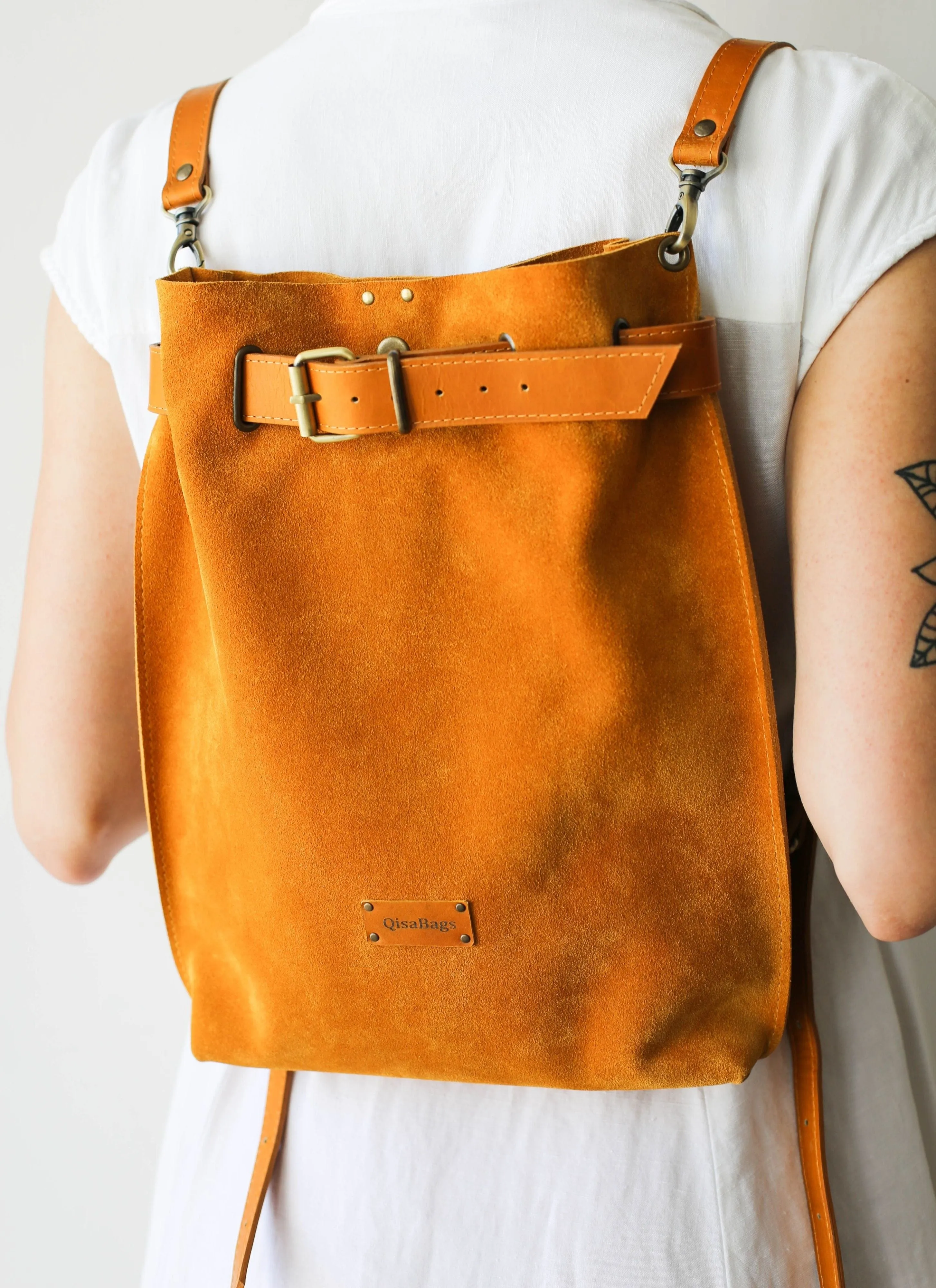 Yellow Suede Backpack