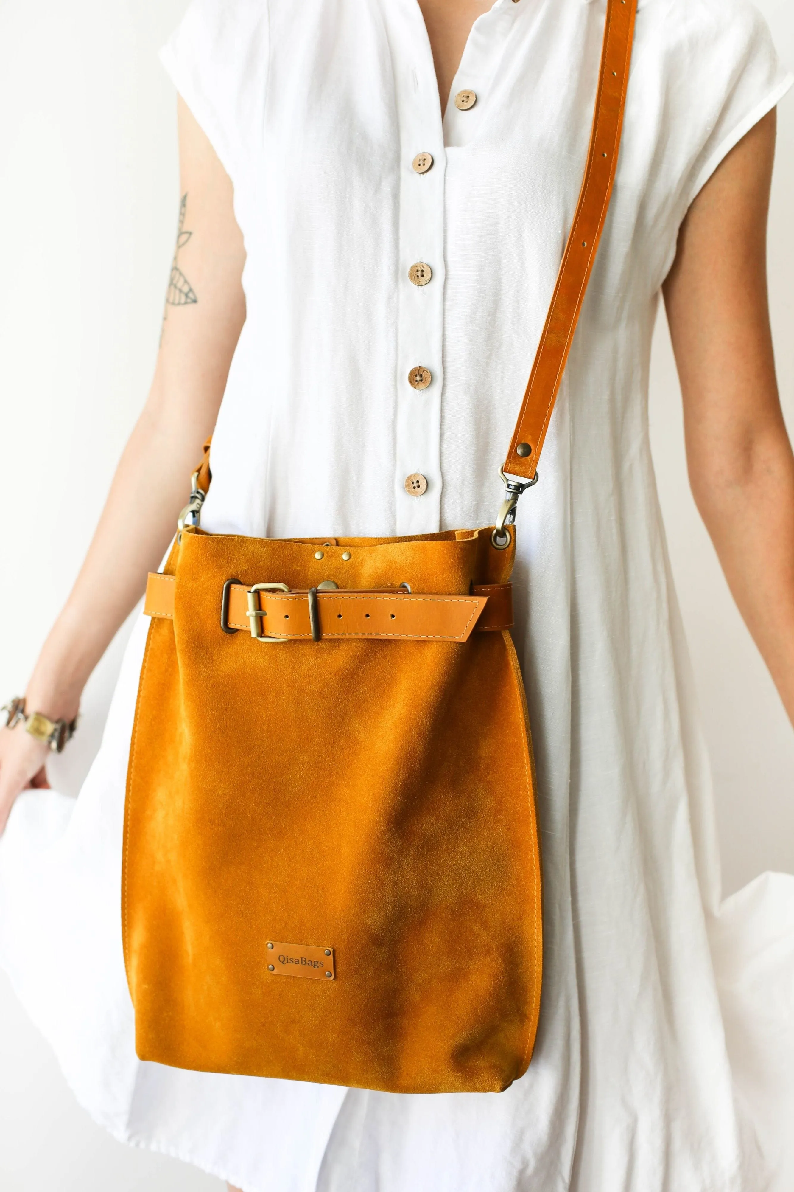Yellow Suede Backpack