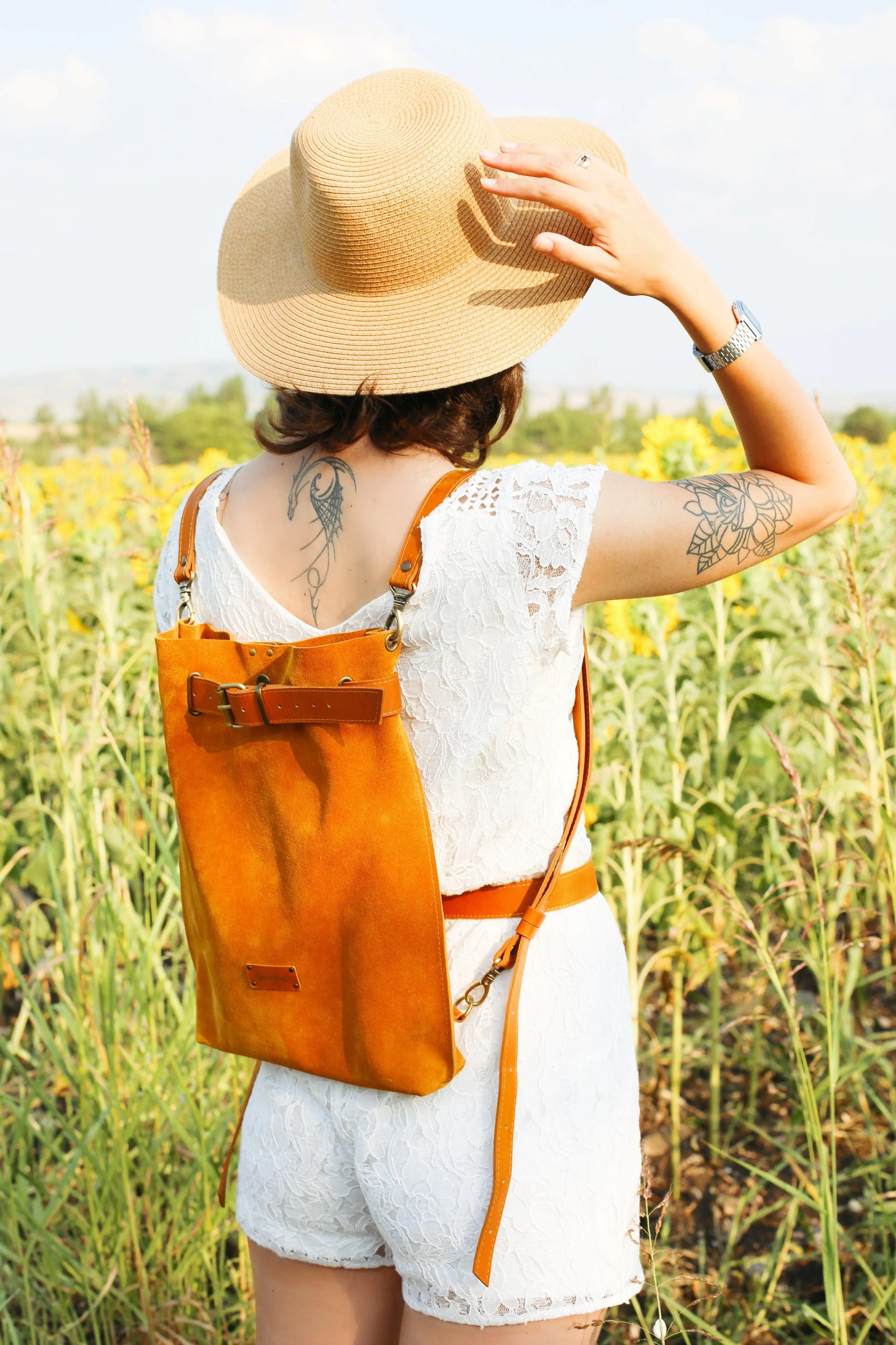 Yellow Suede Backpack