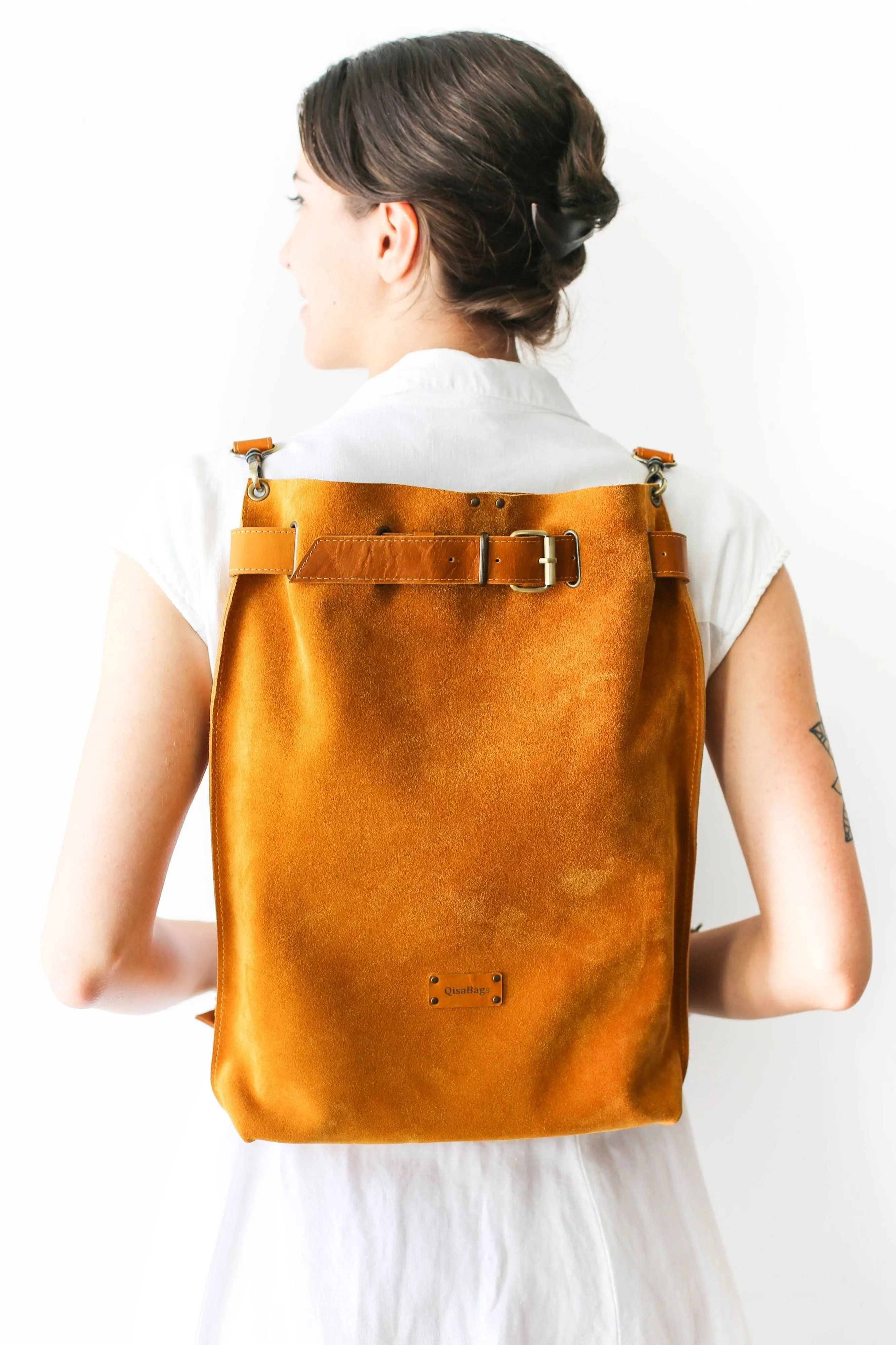 Yellow Suede Backpack