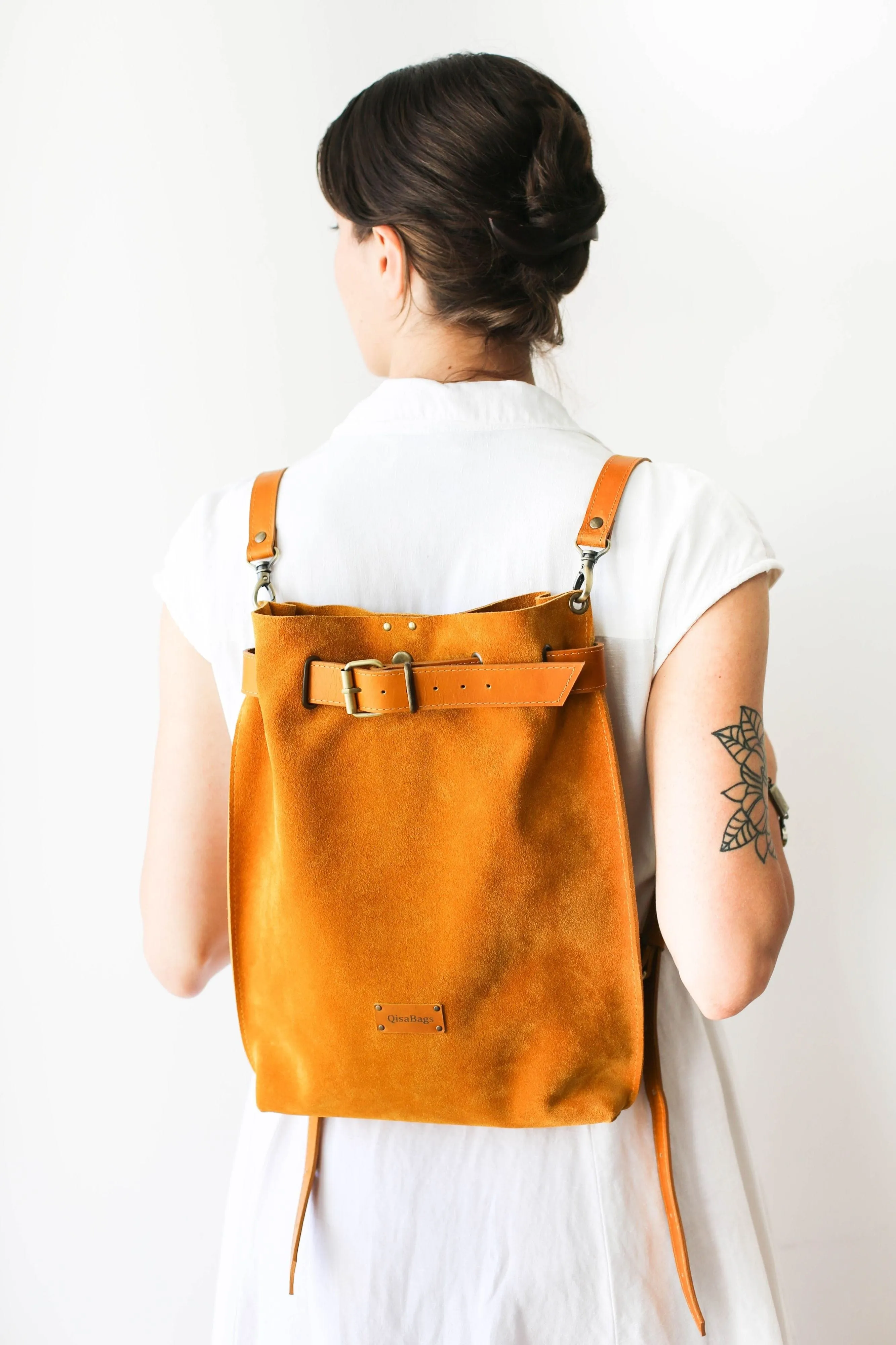 Yellow Suede Backpack