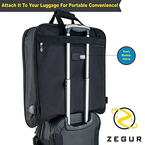 ZEGUR Suit Carry On Garment Bag for Travel & Business Trips With Shoulder Strap (Black)